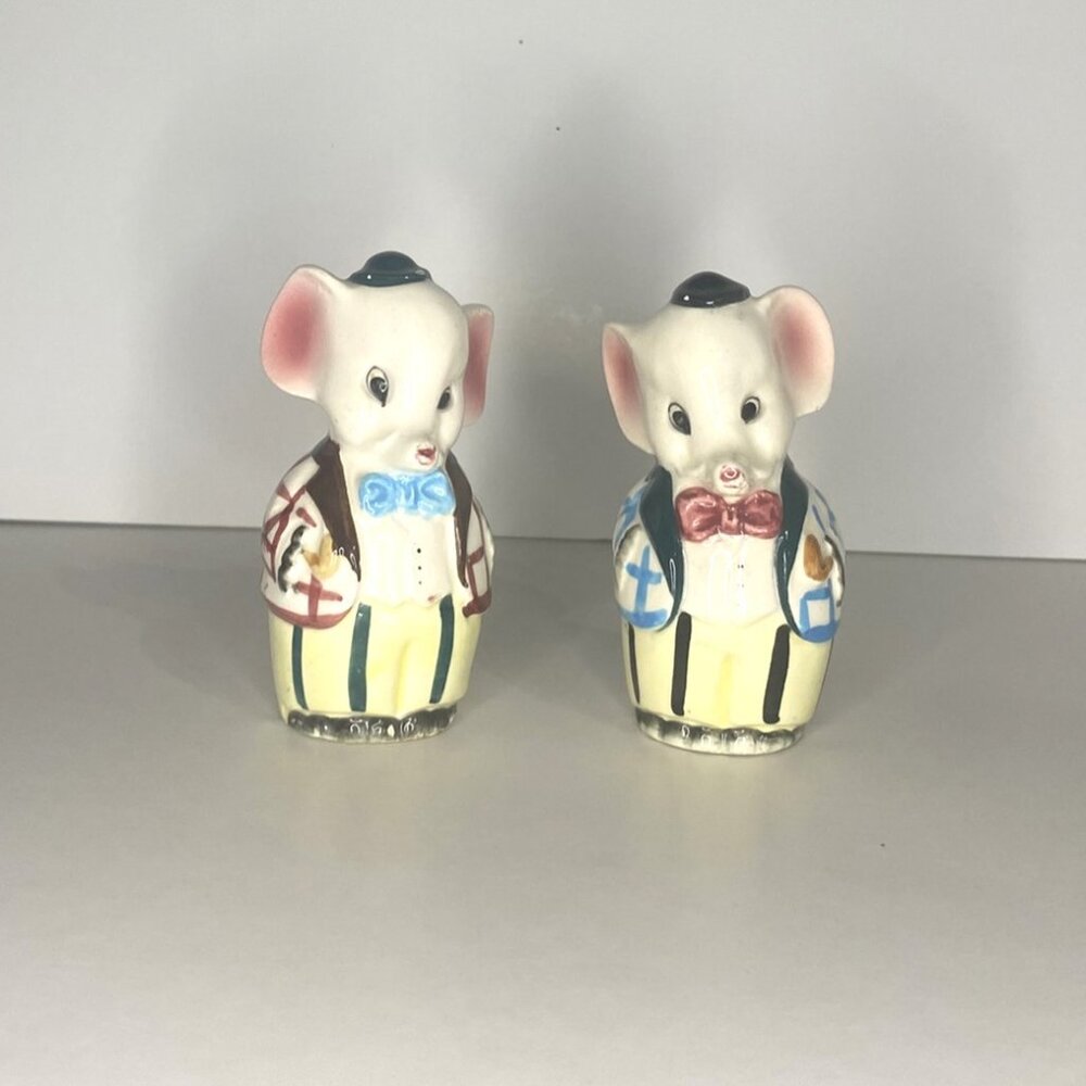 Vintage Circus Elephant Ring Leader Salt and Pepper Shakers